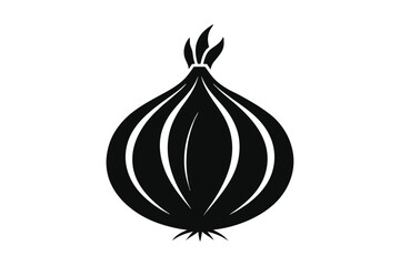 Black silhouette of an onion vector illustration on white background