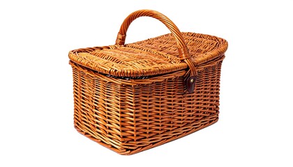 Wicker Picnic Basket with Lid and Handle.