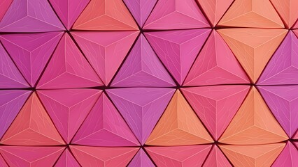 Obraz premium Abstract geometric triangle pattern in pink and orange gradient background