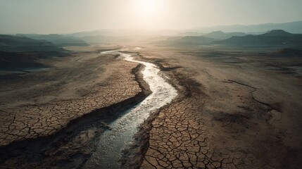 dry riverbed in the middle of the desert