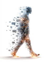 human silhouette formed from glowing message icons, generative ai