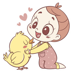 cute baby and animal