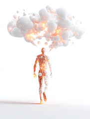 glowing digital human silhouette connected to the cloud, generative ai