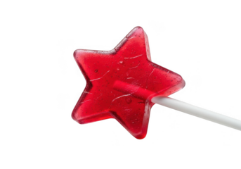 A single red star shaped lollipop isolated on transparent background