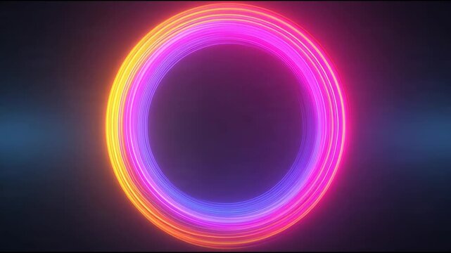 Glowing neon circle lights pulsing to music beat