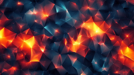 Abstract geometric pattern with glowing lights, featuring interconnected shapes and luminous highlights, creating a futuristic, digital, and visually striking background.
