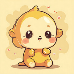 Fototapeta premium Cute Little Orange Creature With Big Eyes And Small Ears, A Whimsical Character Illustration Perfect For Children's Designs