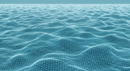 Fototapeta premium Digital Representation of Abstract Ocean Waves in a Geometric Wireframe Style