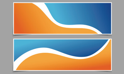 Abstract banner template with blue and orange waves