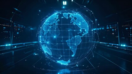 Digital earth globe with glowing connections for a futuristic technology concept. - Powered by Adobe