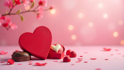 Valentine&rsquo;s Day background featuring hearts, valentines day greeting card, red roses, balloons, and gifts