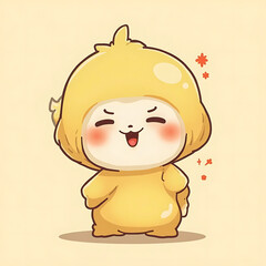 Adorable cartoon yellow chick illustration with sparkling highlights, perfect for children's themes and cute designs