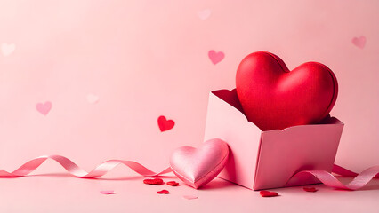 Valentine&rsquo;s Day background featuring hearts, valentines day greeting card, red roses, balloons, and gifts