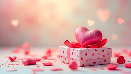 Valentine&rsquo;s Day background featuring hearts, valentines day greeting card, red roses, balloons, and gifts