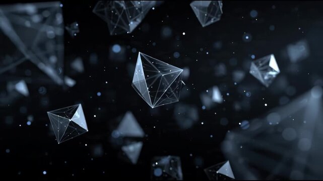 Floating diamond glass with geometric shapes