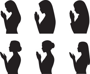 Silhouettes of women in prayerful poses depicting reverence and devotion
