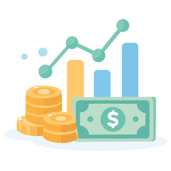 Business growth and financial success vector illustration in flat style for marketing and strategy concepts