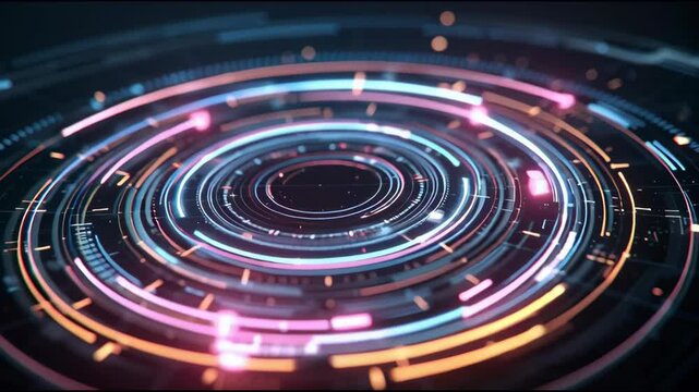 High tech hud interface animation with rotating hologram