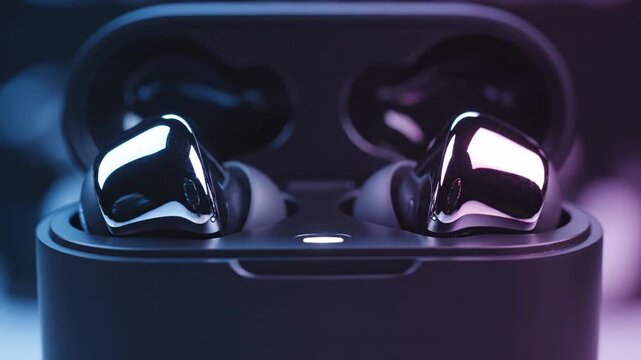 Sleek wireless earbuds in charging case