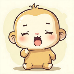 Adorable cartoon monkey sitting with its mouth open in a cute and playful pose, perfect for children's themes