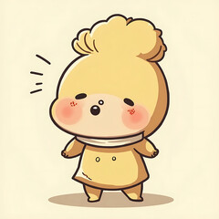 Adorable cartoon baby character joyfully laughing in a charming yellow monkey costume, expressing pure happiness and playful innocence