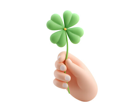 A hand gently holds a vibrant four leaf clover a symbol of good luck