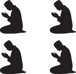 Silhouettes of people praying with hands clasped in a devotional pose