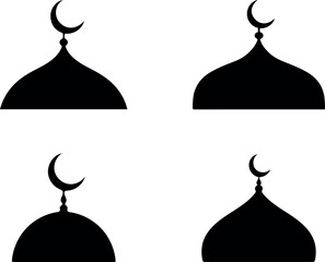 Islamic mosque domes with crescent moons a simple vector illustration set