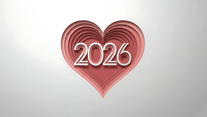2026 Year Heart Shaped Logo Design on Gradient Background
