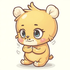 Adorable friendly cartoon bear cub illustration with big expressive eyes, a charming vector design perfect for children's stories and playful themes