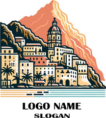 Naklejka premium Amalfi logo vector white background .