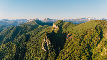 Mount Chertovy Vorota at sunrise in Adygea