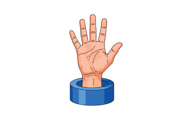 Obraz premium Hand Emerging from Blue Base Illustration