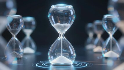 Futuristic Hourglass Collection with Glowing Digital Interface. - Powered by Adobe