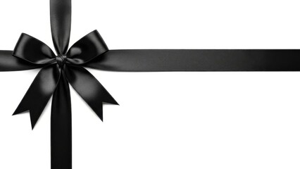 Black ribbon bow for mourning, condolences concept