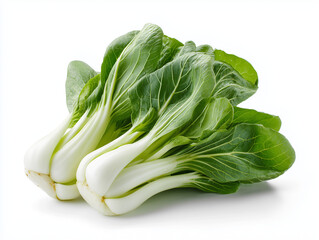AI-generated image - Fresh raw baby bok choy or pak choi Chinese cabbage isolated on white background. 