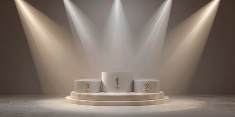 Podium of Triumph: A spotlight shines on a winners' podium, representing the pinnacle of achievement and symbolizing success. 