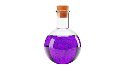 Glass Flask with Purple Bubbling Liquid