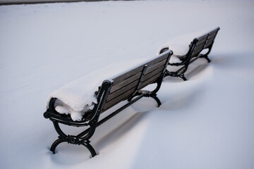 bench in snow