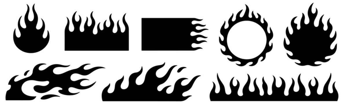 fire flame symbol icon set