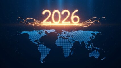 2026 World Map Futuristic Technology