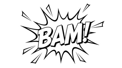 Dynamic 'BAM!' Comic Book Sound Effect with Explosion Burst, Isolated White Background © Suro