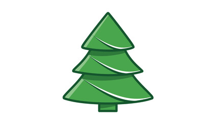 Obraz premium Simple Green Christmas Tree Vector Icon, Isolated White Background, Holiday Season Decoration