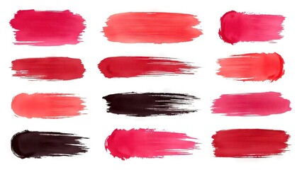 Colorful Brush Strokes in Vibrant Red and Pink Shades for Art Projects