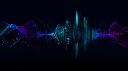 Abstract Digital EQ Music Equalizer. Sound Wave Design Element. Speaking Sound Wave Vector Illustration. Artificial Intelligence AI Assistant Voice Visualization.
