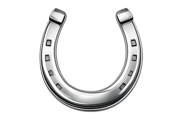 Shiny silver horseshoe charm embodies luck and protection, representing good fortune, featured on a clear background