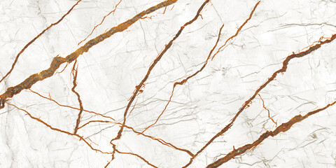 White marble texture with natural rusty orange veins and organic crack patterns, ideal for luxury tiles, interiors, backgrounds, and architectural surface design.