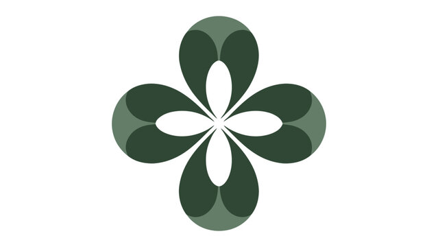 Elegant Leaf Petal Logo: A modern, stylized logo featuring four symmetrical leaf-like petals in shades of green, offering a sense of natural balance and refined elegance.