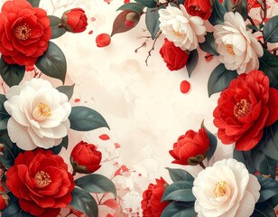 椿フレーム背景素材