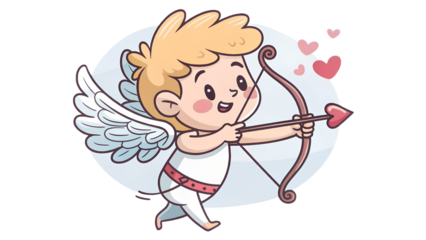 Cute Cupid Angel Arrow Hearts Valentine Kawaii Illustration cupid, angel, valentine, love, arrow, hearts, kawaii, cute, cherub, wings, bow, romance, baby, blonde, flying, pink, blush, cartoon, chibi,